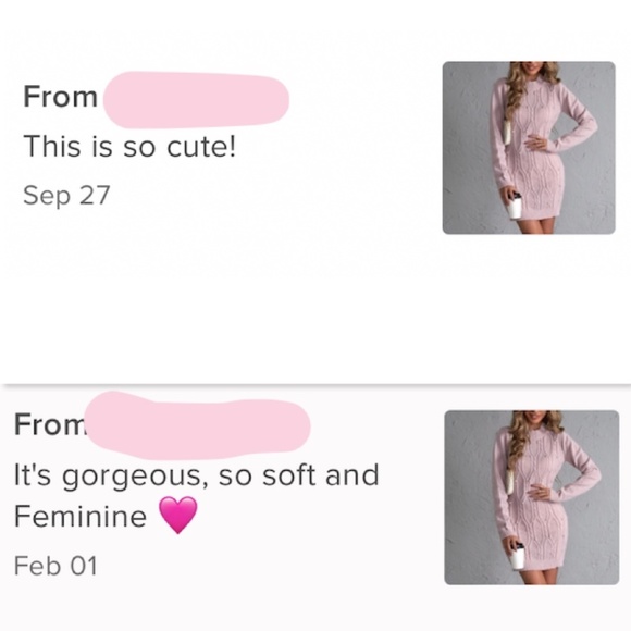 Baby Pink Sweater Short Mini Dress Faux Pearl Embellished Long Sleeve - Picture 8 of 9